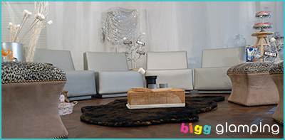 glamping party set up at bigg