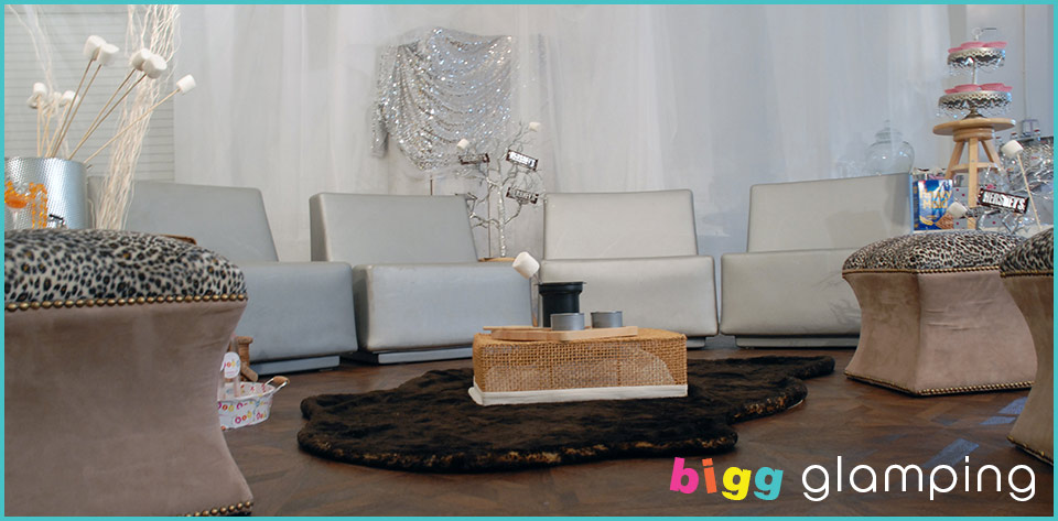 glamping party set-up at bigg